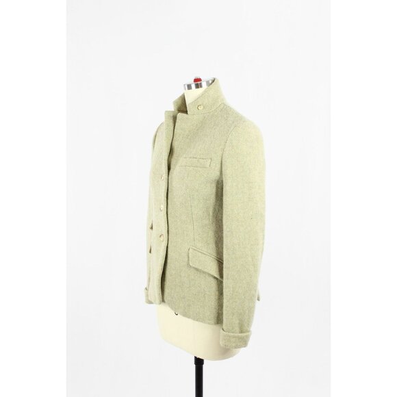 RALPH LAUREN Pale Green Loden Tweed Wool Herringbone Riding Blazer, Size 4 - Picture 6 of 16